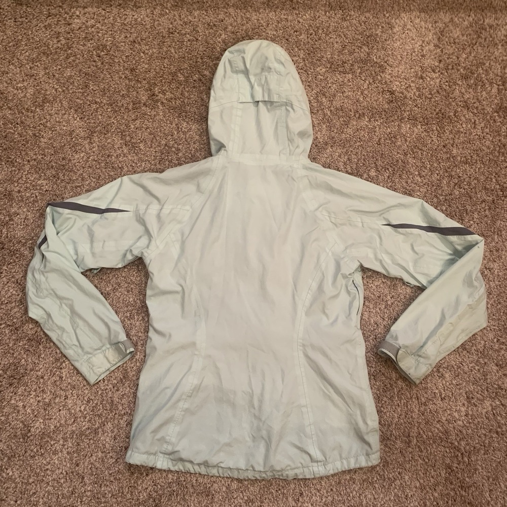 Columbia Windbreaker Jacket Women's Medium Mint Green Lightweight Hood Full Zip - Picture 2 of 16